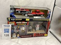 Maisto Transport and Micro Icons Bikers boxed sets side by side