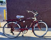 Left side profile of Schwinn Point Beach cruiser bicycle showing full frame, rack, handlebars and fenders