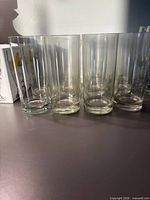 Front view of clear glass highball glasses