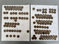 Both sheets showing full lot of Canadian 1-cent coins