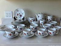 Group shot showing complete assortment of dinnerware pieces