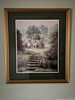 Full view of framed print on wall