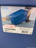 Factory label on tote showing brand, capacity and dimensions