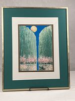 Full view of framed, matted artwork