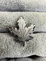 Front view of sterling silver leaf brooch