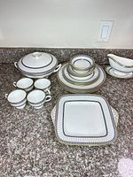 Entire 25-piece Wedgwood Colonnade set displayed