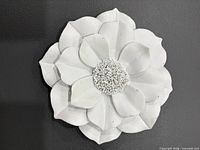 front view showing layered petals and textured center