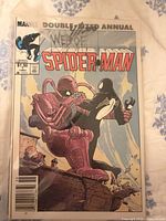 Front cover of bagged Web of Spider-Man Annual #1 showing full artwork and price box