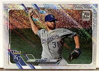 Front of 2021 Topps Foil Board card #236 showing Ian Kennedy, foil shimmer visible