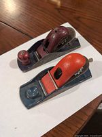 Top view of both block planes showing bodies, lever caps, colour and overall wear
