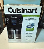 Front of sealed box showing Cuisinart PerfectTemp 14-Cup Programmable Coffeemaker