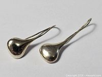 Full view of both sterling silver droplet earrings