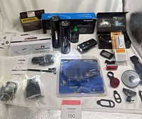 All items laid out showing variety of bicycle accessories