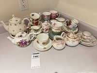 overview of complete tea service on counter