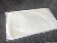 Front view of sealed white pouch showing faint embossed Burberry logo