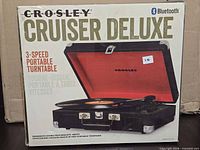 Front of retail box showing Crosley Cruiser Deluxe turntable name and image