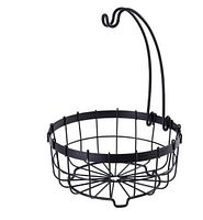 Stock image of empty black wire fruit basket with banana hook