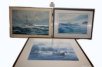 Three framed nautical giclée prints grouped
