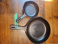 Top view of both skillets showing sizes and handles