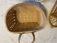 Interior view of rectangular wood-splint basket