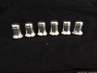 Six sterling silver miniature shakers front view