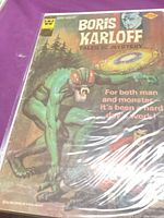 Front cover of Boris Karloff Tales of Mystery comic in plastic sleeve showing artwork and condition