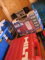Kreg Deck Jig in original cardboard box with Hilti tool case partially visible