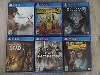 Front covers of all six PS4 game cases