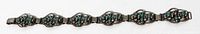 Front view of bracelet showing turquoise cabochon links