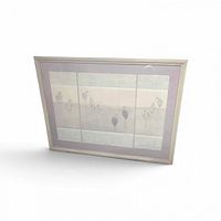 Full view of large framed triptych coastal artwork