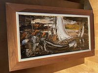 Full view of framed painting showing composition and frame style