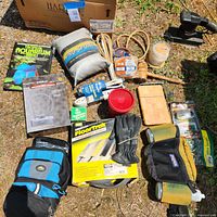 Group shot showing all major items including antenna, cable cover, hydration belt, book, Pro Sport cover, gloves, sander, cords and accessories