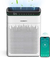 Front marketing image of Morento MR5866 purifier showing design and phone app