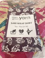 Retail label on packaging showing brand, item type and size