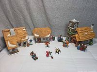 Full set of village buildings and figurines displayed
