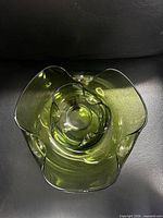 Top view showing both olive green glass bowls nested