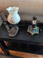 Overall view of table lamp and memorial light on side table