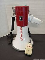 Full view of PylePro PMP55R megaphone with mic and strap