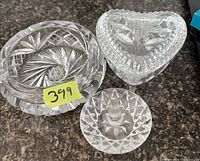 Top view of all three cut glass pieces