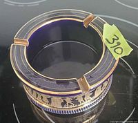 Top view showing three rests and cobalt glaze with gold trim