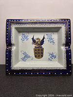 Top view showing full tray with crest, border and floral decoration
