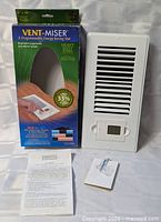 Vent, box, manual, screws overview