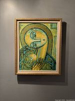 Full view of framed painting on wall