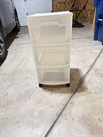 front view of three-drawer organizer on wheels