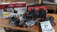 Complete lot with tool, bag, box, attachments, manual