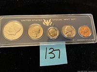 Front view of entire 5-coin Special Mint Set in plastic holder