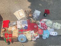 All items laid out on pavement showing full lot contents