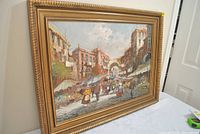 Front view of framed oil painting showing subject and frame