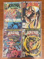 Group shot of four Ka-Zar the Savage comic issues #2, #3, #4, #7 in sleeves