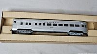 Full view of Burlington 3246 passenger car resting in box insert